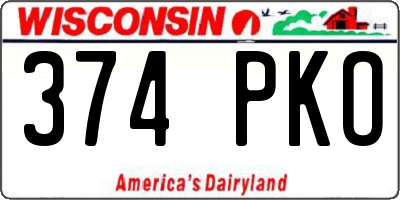 WI license plate 374PKO