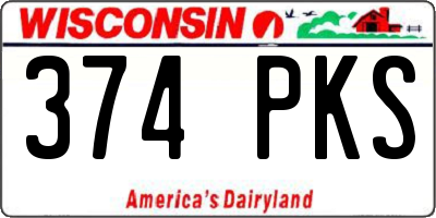 WI license plate 374PKS