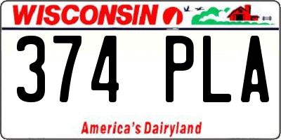 WI license plate 374PLA