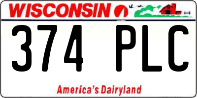 WI license plate 374PLC