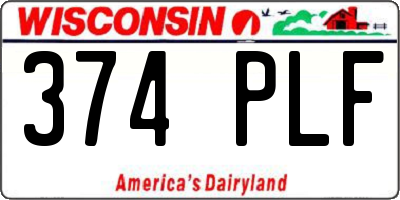 WI license plate 374PLF
