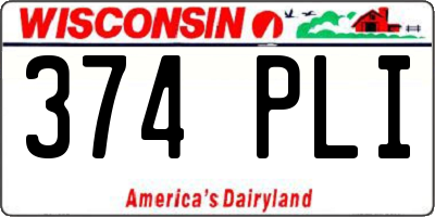 WI license plate 374PLI