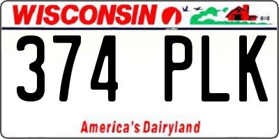 WI license plate 374PLK