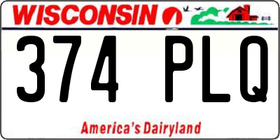 WI license plate 374PLQ