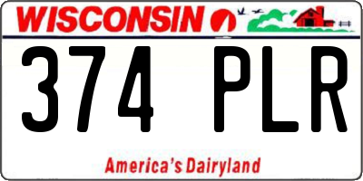WI license plate 374PLR