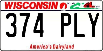 WI license plate 374PLY