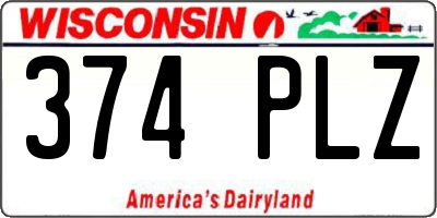 WI license plate 374PLZ