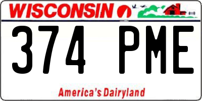 WI license plate 374PME