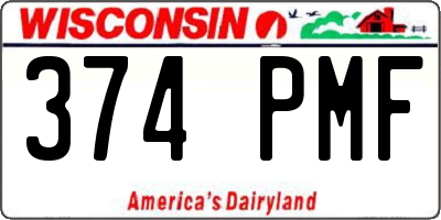 WI license plate 374PMF