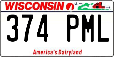 WI license plate 374PML