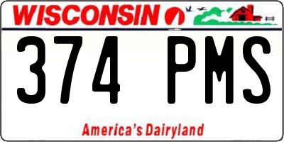 WI license plate 374PMS