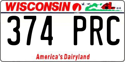 WI license plate 374PRC