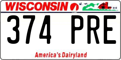 WI license plate 374PRE