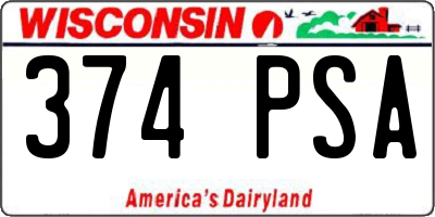 WI license plate 374PSA