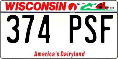 WI license plate 374PSF