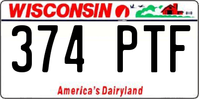 WI license plate 374PTF