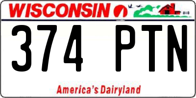 WI license plate 374PTN