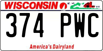 WI license plate 374PWC