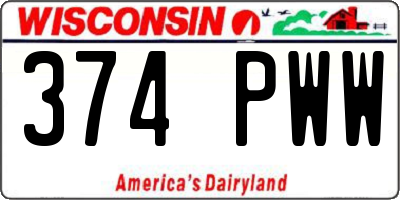 WI license plate 374PWW