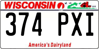 WI license plate 374PXI