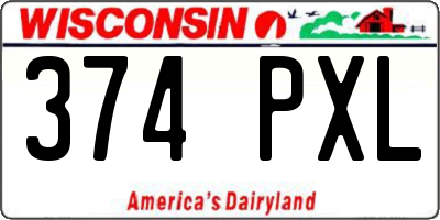 WI license plate 374PXL
