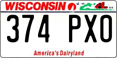 WI license plate 374PXO