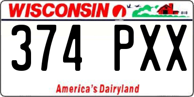 WI license plate 374PXX