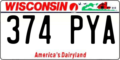 WI license plate 374PYA