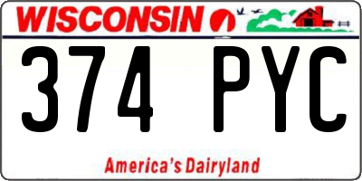 WI license plate 374PYC
