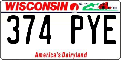 WI license plate 374PYE