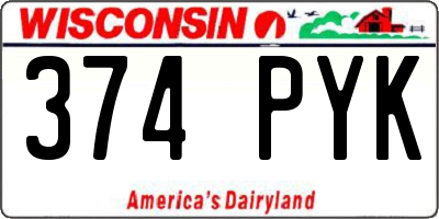 WI license plate 374PYK