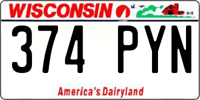 WI license plate 374PYN