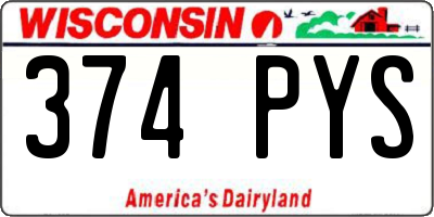 WI license plate 374PYS
