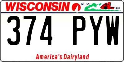 WI license plate 374PYW