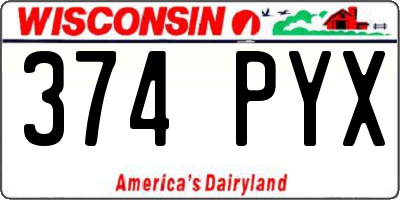 WI license plate 374PYX
