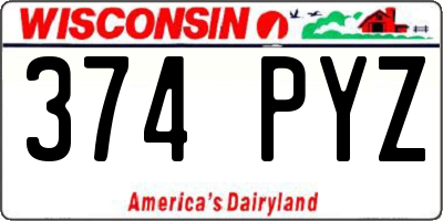 WI license plate 374PYZ