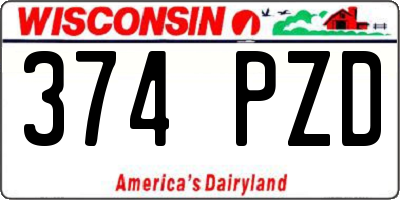 WI license plate 374PZD