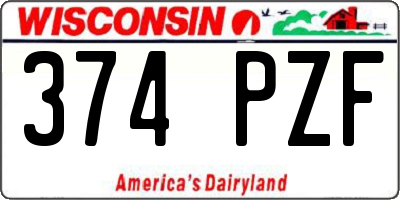WI license plate 374PZF