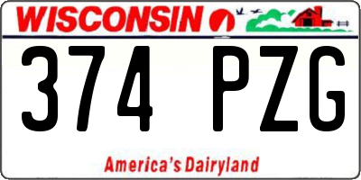 WI license plate 374PZG