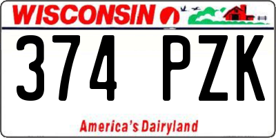 WI license plate 374PZK