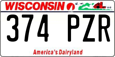 WI license plate 374PZR
