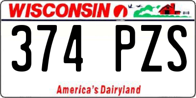 WI license plate 374PZS