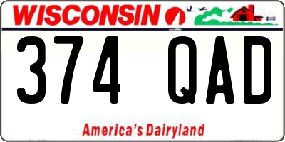 WI license plate 374QAD