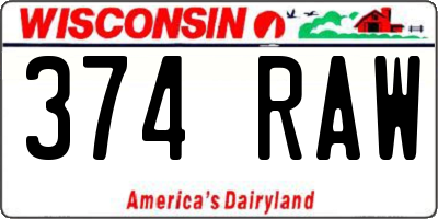 WI license plate 374RAW