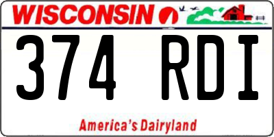 WI license plate 374RDI