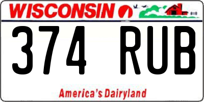 WI license plate 374RUB