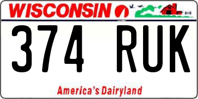 WI license plate 374RUK