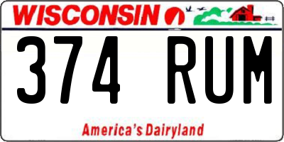 WI license plate 374RUM