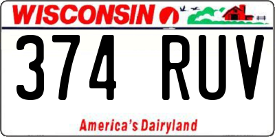 WI license plate 374RUV