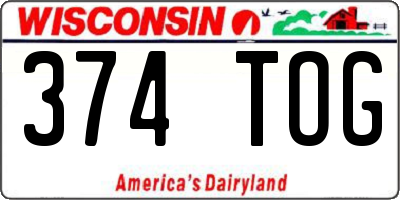 WI license plate 374TOG